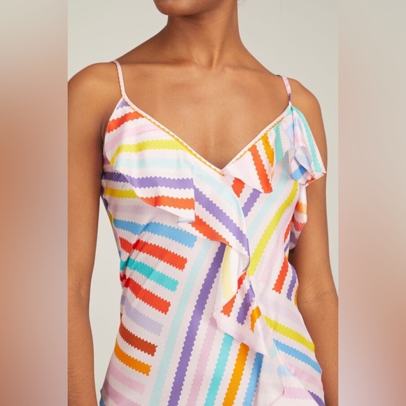New! Brogger Edith Silk Rainbow Ruffle Slip Dress 🌈 Medium NWT! - Picture 5 of 16